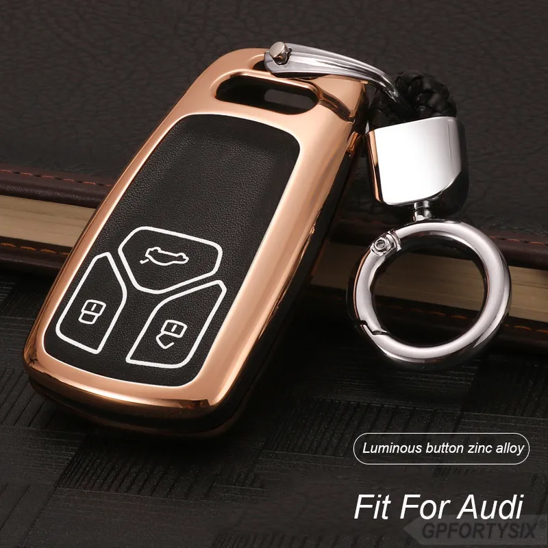 Цинковый сплав + световой кожаный чехол для автомобильных ключей крышка