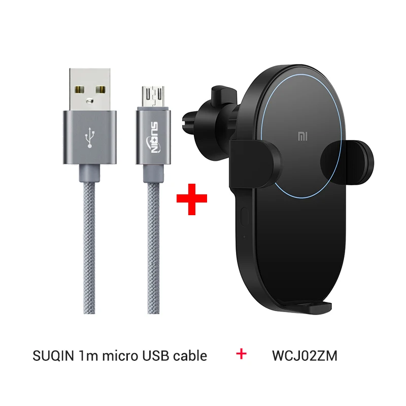 add Micro USB Cable Xiaomi Mi 20 Вт беспроводное автомобильное зарядное устройство 2.5D стекло Электрическое Авто зажимное кольцо Горит Зарядка для смартфонов iPhone - Тип штекера: add Micro USB Cable