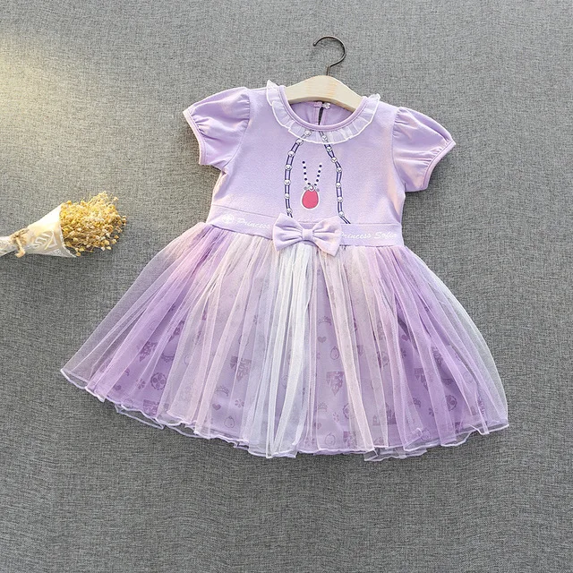 Purple Вечерние платья для девочек с Минни, белоснежкой, Софией, Алисой, Золушкой; милый маскарадный костюм на Хэллоуин для маленьких девочек; одежда для маленьких девочек - Цвет: Purple