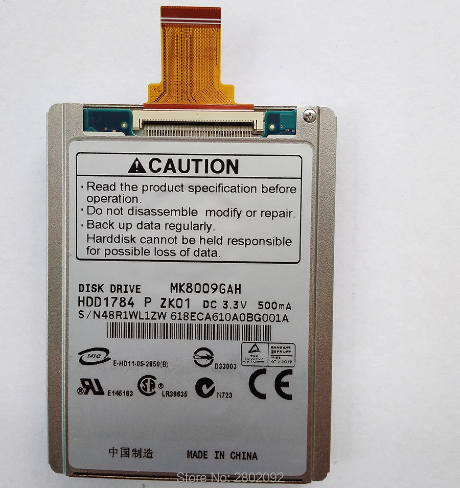 Новый 3 5 дюймовый жёсткий диск MK8009gah и кабель жёсткого диска ce ZIF для iPod video 5.5th sony