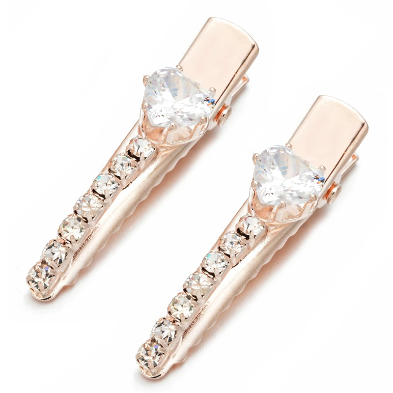 2 шт. модные ободки для волос в форме сердца с большим цирконом для женщин Полные бриллианты Маленькие заколки Аксессуары для волос Эми Леди.