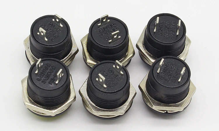 16 мм 2PIN Пластиковый Кнопочный Мгновенный Переключатель 3A 150V 6 видов цветов