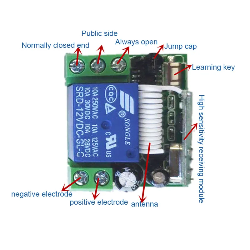 DC12V 1CH RF беспроводной мини переключатель релейный приемник пульты дистанционного