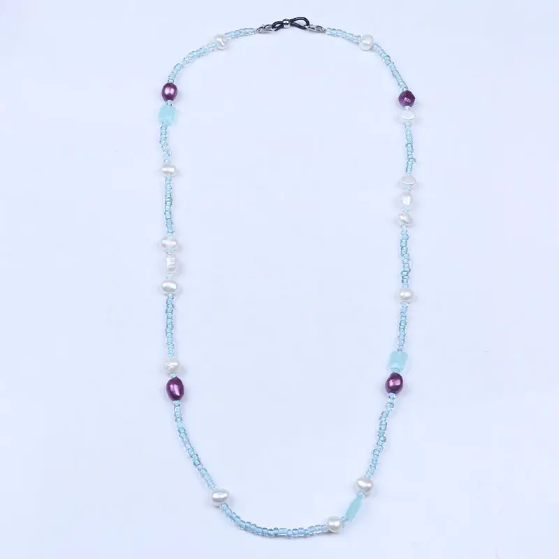 Новый стиль пресноводного жемчуга очки цепь белый и фиолетовый барочный жемчуг