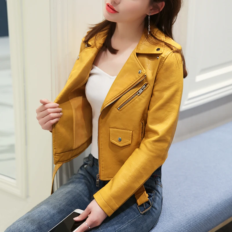 Осень 2019 новинка корейский стиль длинный рукав однотонный цвет мотоциклетное