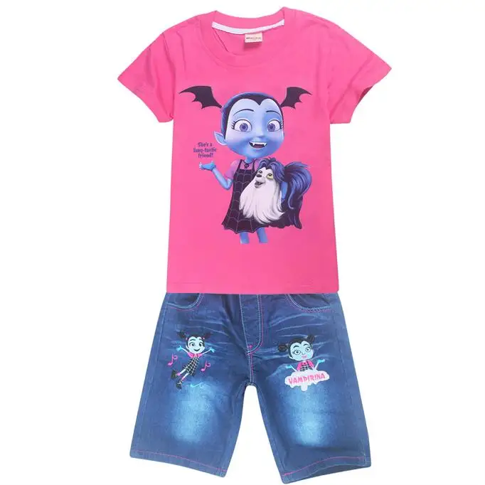 color at picture Отдых летом Обувь для мальчиков vampirina короткие футболки детей Комплекты одежды хлопок Обувь для девочек джинсы спортивные костюмы Детский костюм одежда - Цвет: color at picture