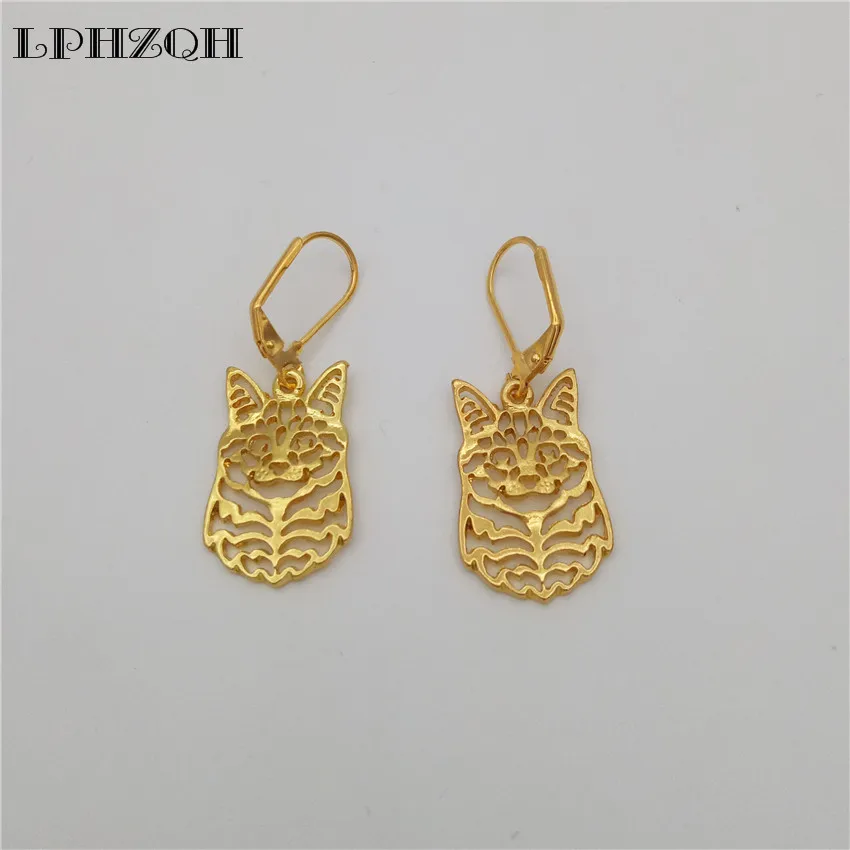 LPHZQH 2017 мода сплав трендовые милые кошачьи серьги мейн кун для женщин девушки