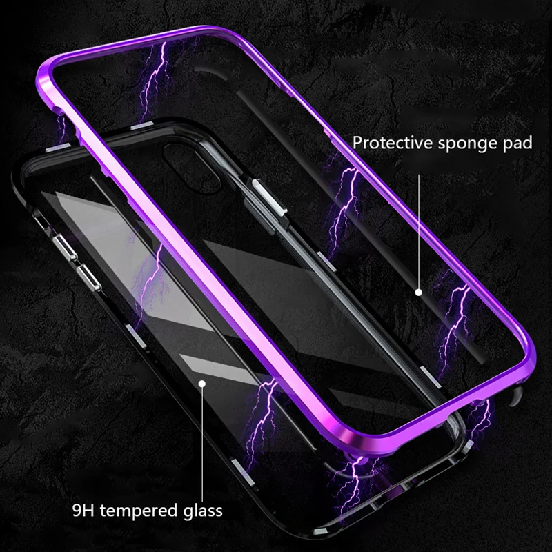 Чехол из прозрачного закаленного стекла с магнитной адсорбцией для Apple iPhone X XS Max XR