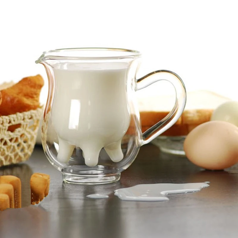Винтажный двойной настенный стеклянный стакан молока коровы ясный молочный