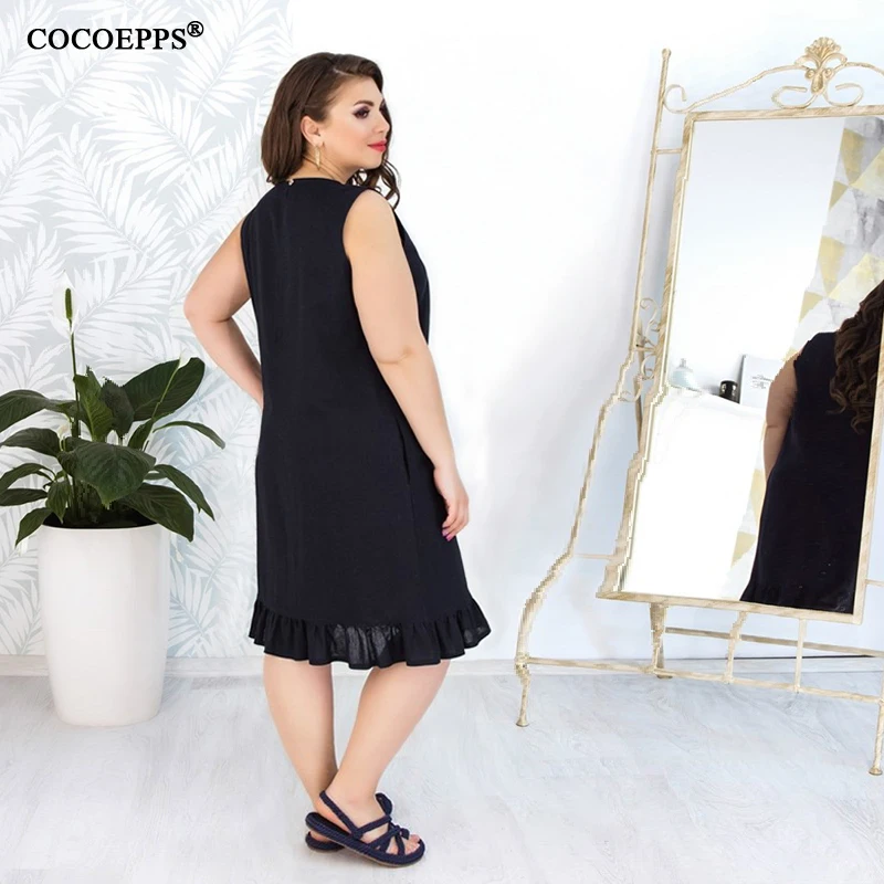 5XL 6XL летнее женское платье большого размера 2019 повседневное без рукавов сарафан