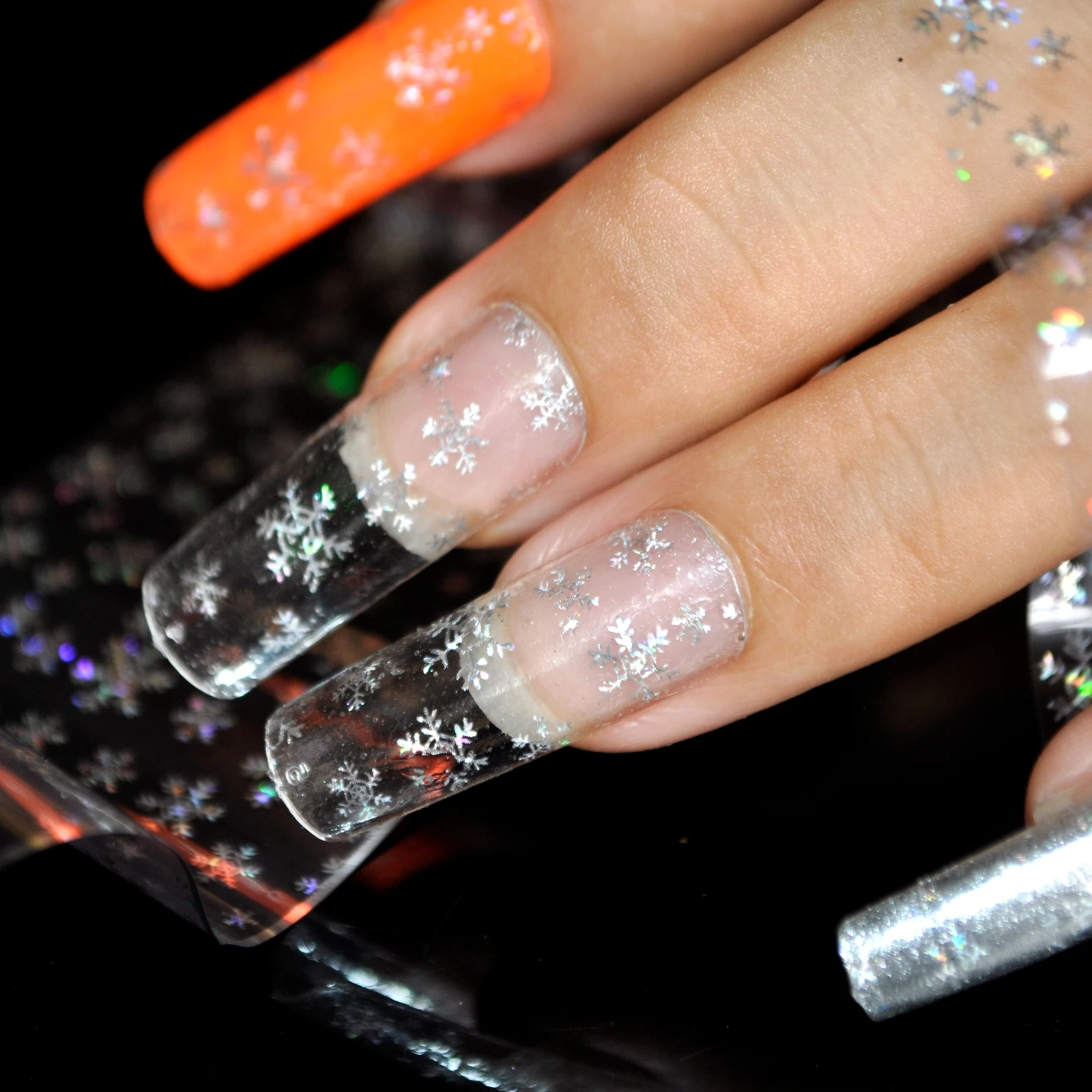 DIY Beauty Nails Shine Silver Laser Snow Art Transfer Craft Foil наклейки для кончиков ногтей GL81 | Красота и