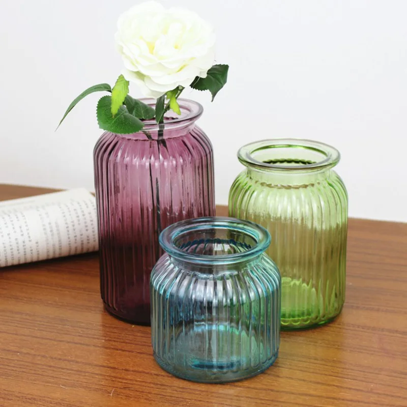 Стеклянная ваза ручной работы цветная Цветочная бутылка украшения для дома
