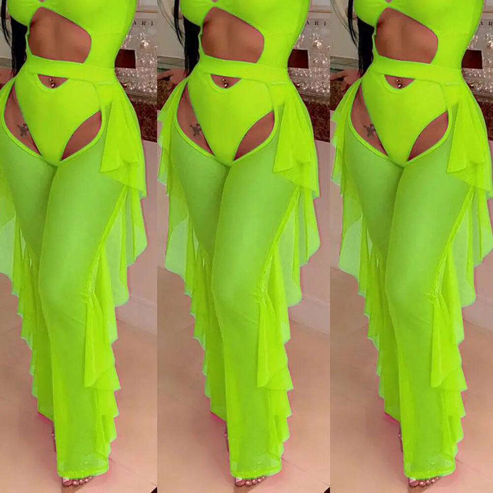 Пикантные женские летние пляжные сетчатые прозрачные брюки с открытой