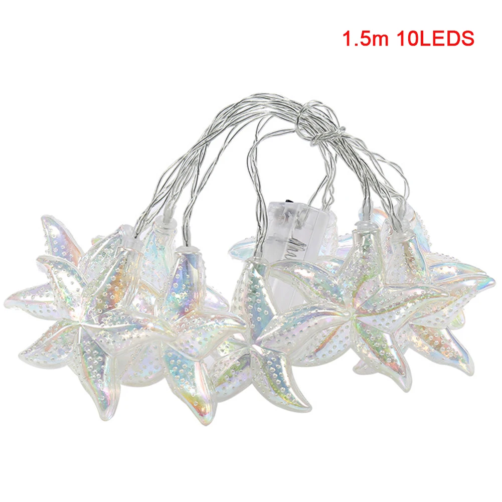1.5m 10 Bulb Party Decoration Bright Marine Battery Home Led Bedroom String Lamp Seahorse Shell Portable Warm Light | Освещение