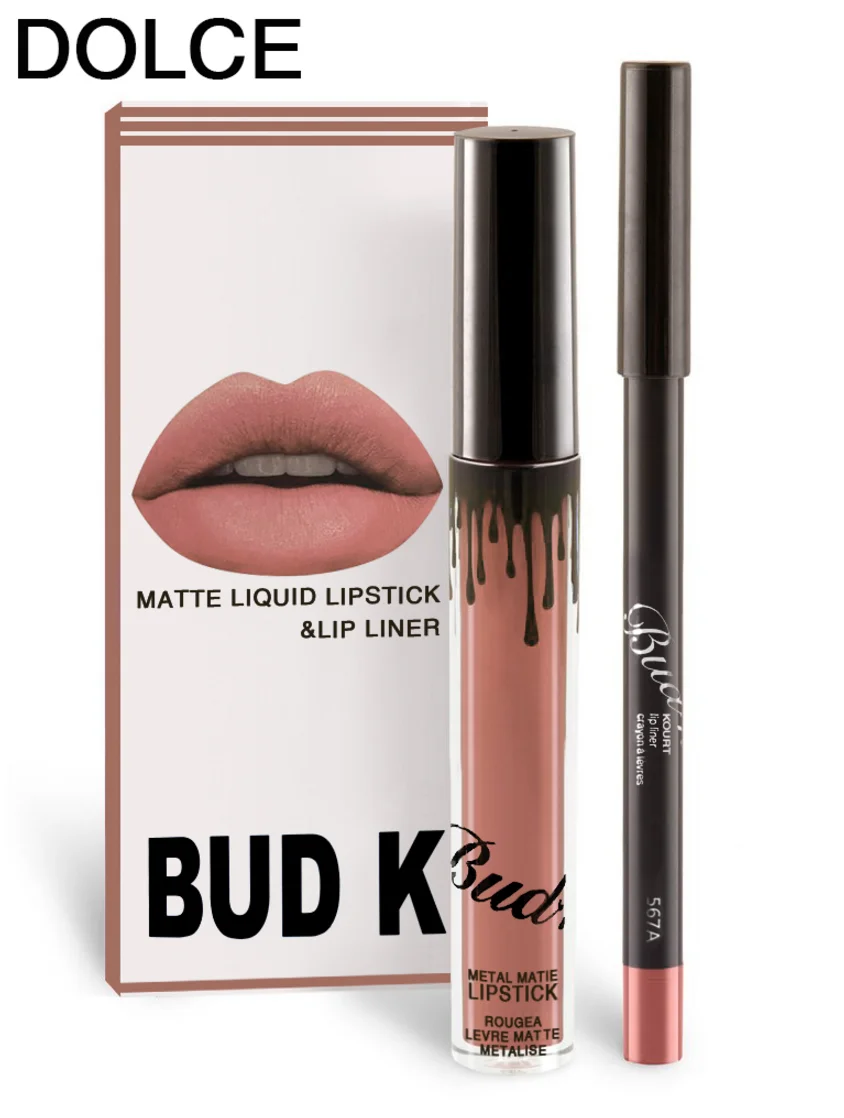 Лидер продаж года liyada Марка жидкая матовая помада комплект Lips Pencil Губы Макияж Lasting Водонепроницаемый Коврики ручка блеск для губ Косметика - Цвет: BK-13 04