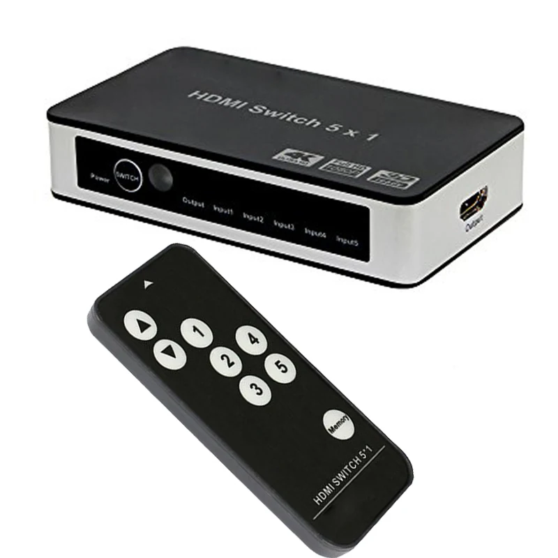 4K HDMI коммутатор 5X1 UHD HDMI Переключатель Селектор 5 в 1 выход с ИК& кабель питания для HD ТВ ПК ноутбук DVD STB Apple tv