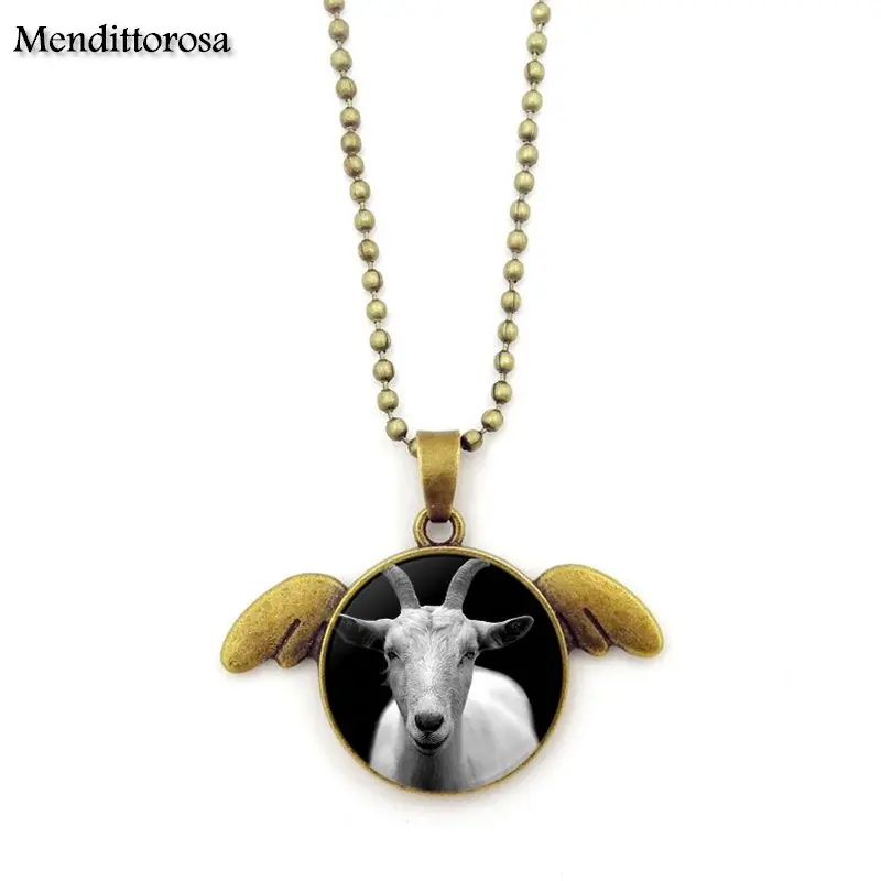 Ожерелье Mendittorosa Statement Handmade Bronze Color Glass для женщин, прекрасный длинный украшение с крыльями ангела, подарок в виде ювелирных изделий с изображением козла.