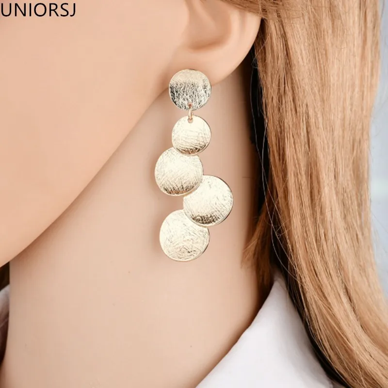 Exaggerated Fashion Alloy Irregular Round Geometric Drop Earrings For Women Metal Gold Dangle Earring Female Jewelry Gifts | Украшения и