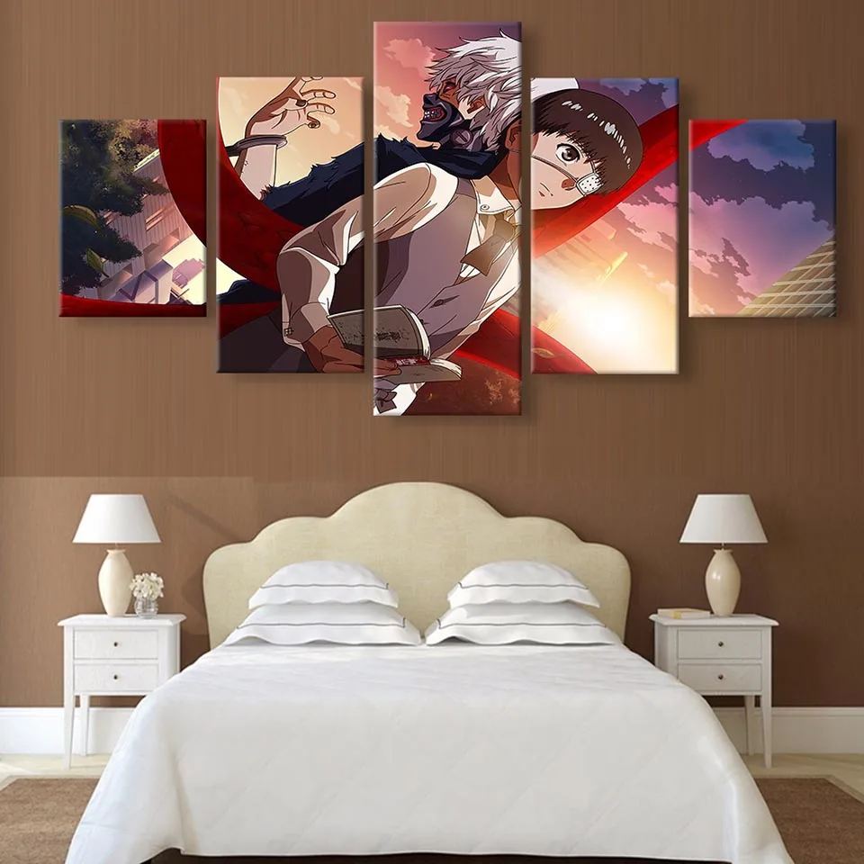 Canvas Modern Picture Home Decoration 5 Pieces Tokyo Ghouls Animation Painting Wall Art Prints Poster Modular Living Room Framed | Дом и сад