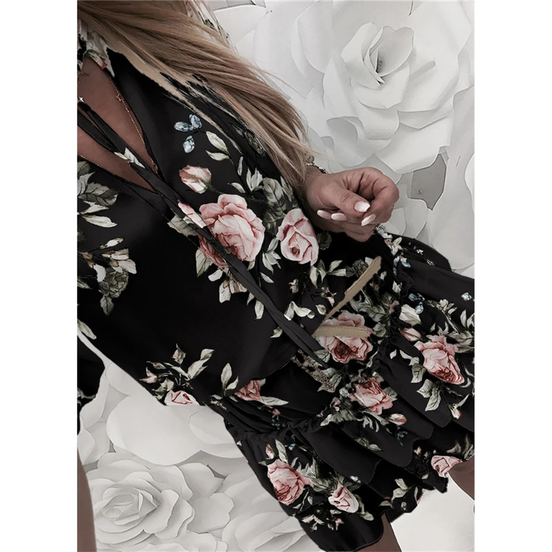 Женское винтажное платье А-силуэта с коротким рукавом и цветочным принтом