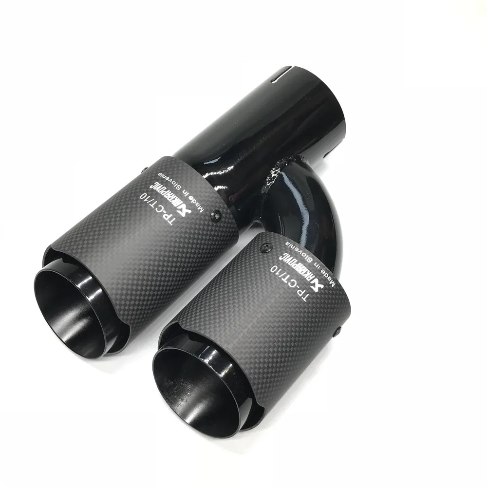 1 пара(L+ R) Универсальный двойной наконечник трубы Akrapovic матовое углеродное волокно+ черная краска выхлопной наконечник