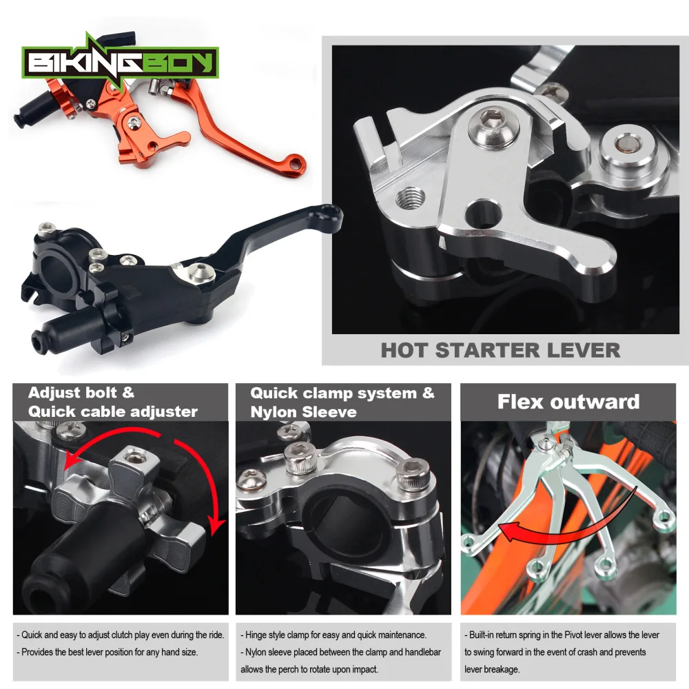 

BIKINGBOY Clutch Lever Perch Hot Start For KTM 125 250 350 400 450 500 525 EXC MXC SXF GS SX GS XC Dirt Bike ATV 22mm 7/8" Bar