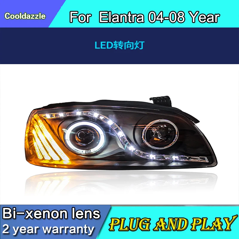 Налобный фсветильник рь для Hyundai Elantra сборка год DRL HID ксеноновый свет 2004 2005 2006 2007