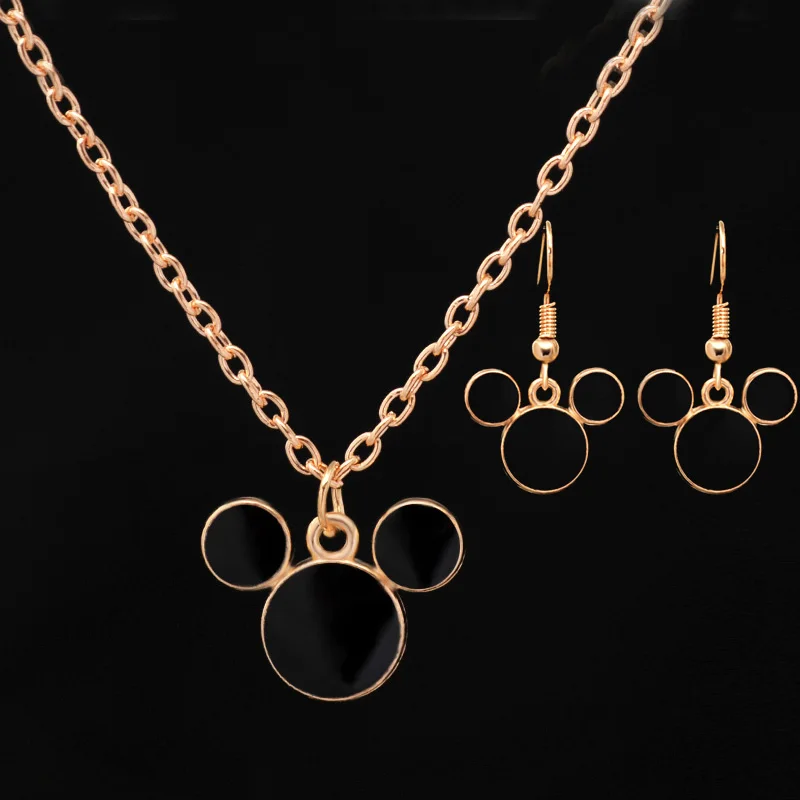 Женский винтажный комплект из колье и серёг с черной подвеской|jewelry sets for women|jewelry