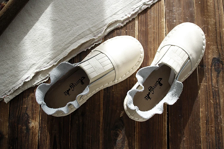 Careaymade-2021 new spring female retro literary sweet white shoes Genuine leather soft bottom shoes casual flats shoes