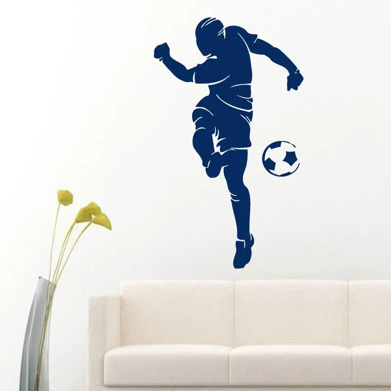 Наклейка на стену в виде футбольного игрока Спортивная наклейка украшение для
