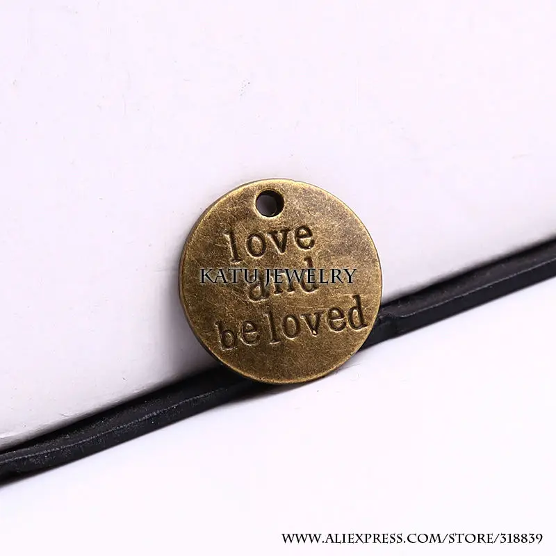 Винтажные латунные металлические круглые буквы подвески для самостоятельного