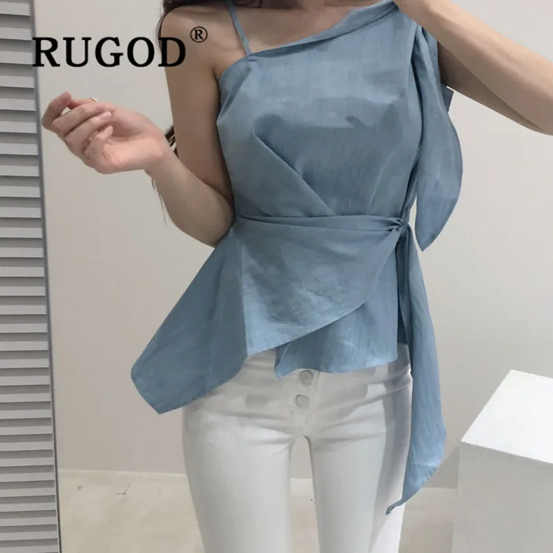 Женская блузка с тонкими бретельками RUGOD элегантная офисная в Корейском стиле на