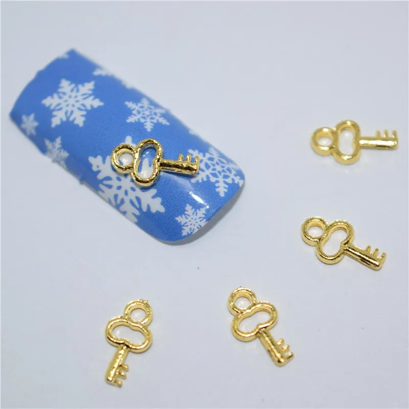 50 шт. новый золотой ключ 3D металлический сплав для маникюра искусство украшения