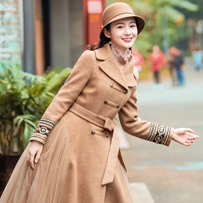 Free Shipping 2019 New Fashion Long Maxi Autumn And Winter Vintage Trench Dresses For Women Boshow Outerwear S-L Gauze Patchwork | Женская