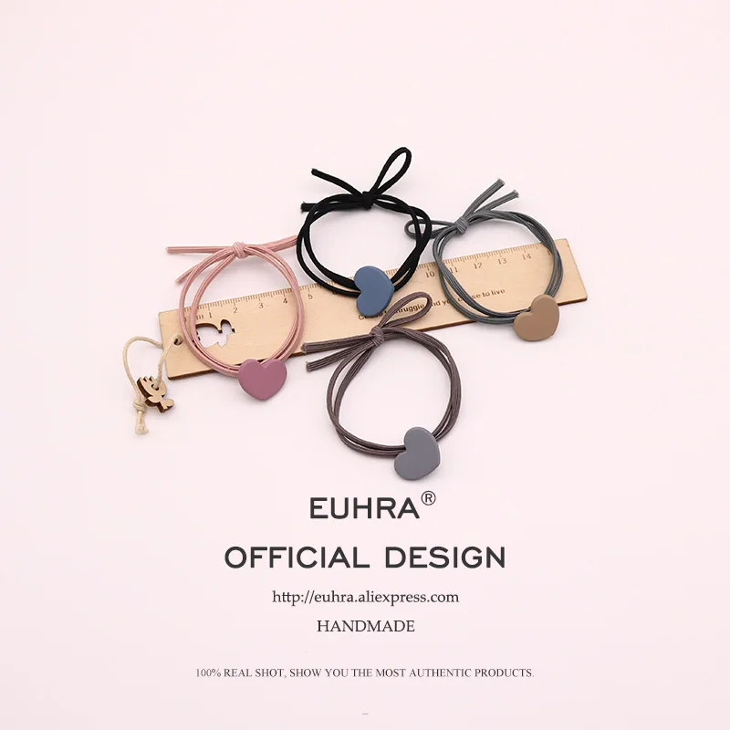 EUHRA, 5 цветов, эластичная лента для волос в форме сердца, простая резинка для волос для детей, эластичная резинка