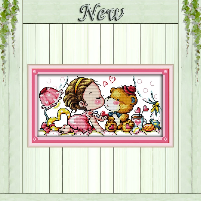 Kiss bear для мальчиков и девочек с изображениями из мультфильмов живопись Счетный