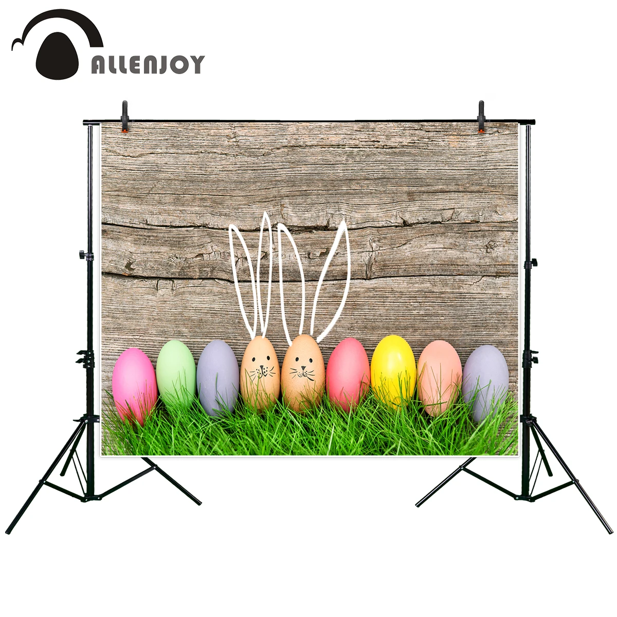 

Allenjoy photo backdrop for photography Easter eggs cute bunny wooden wall background photographic studio background photocall