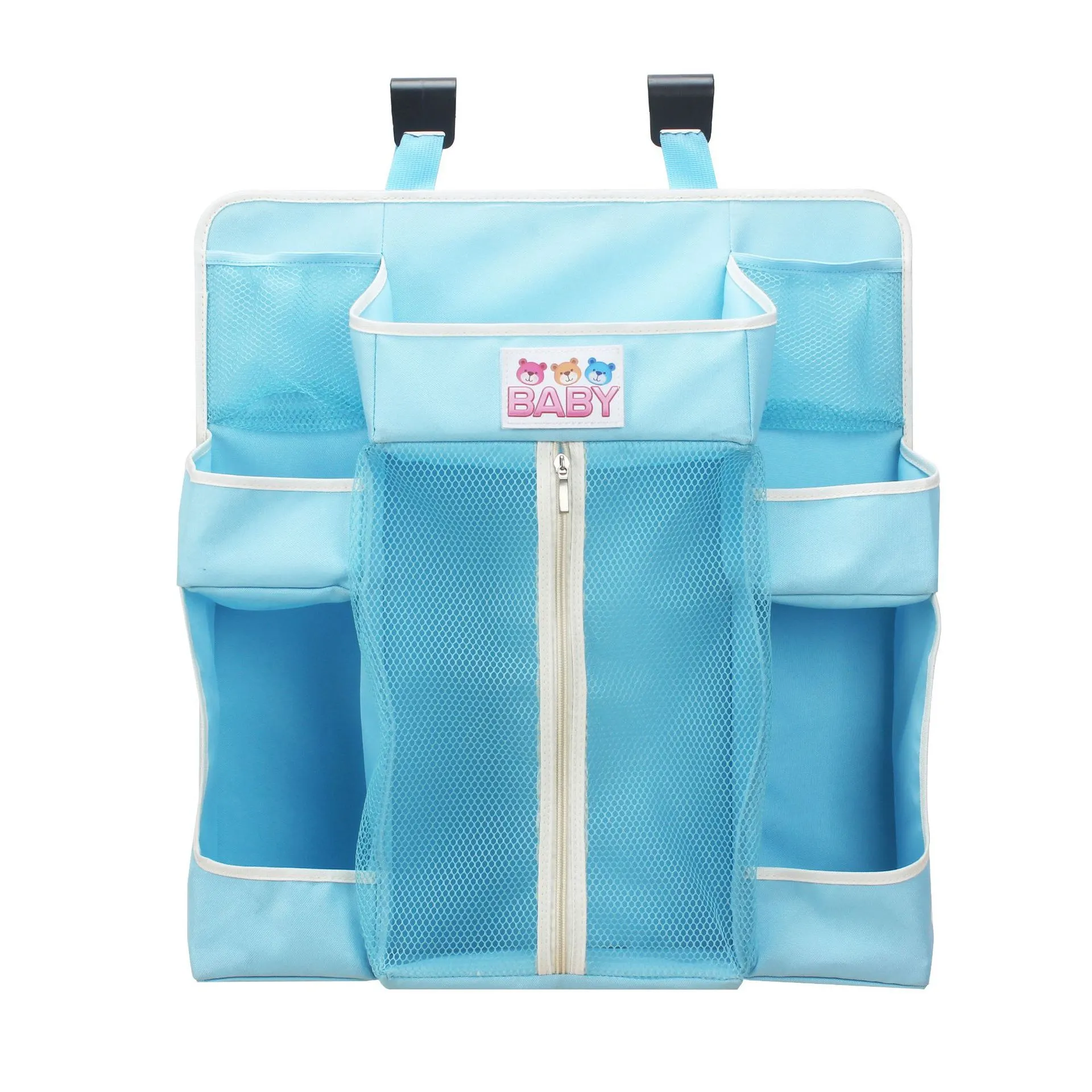 sky blue Многоцелевой кроватки Детская кровать висячая сумка Портативный водонепроницаемые подгузники Органайзер прикроватный кровать бампер Жесткая Сумка постельные принадлежности бортики в кроватку для новорожденных - Цвет: sky blue