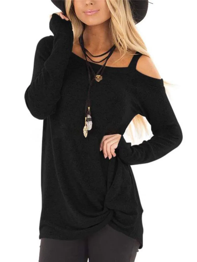 

Explosion Women'S Long-Sleeved T-Shirt Autumn And Winter New Sexy Strapless Twisted Top