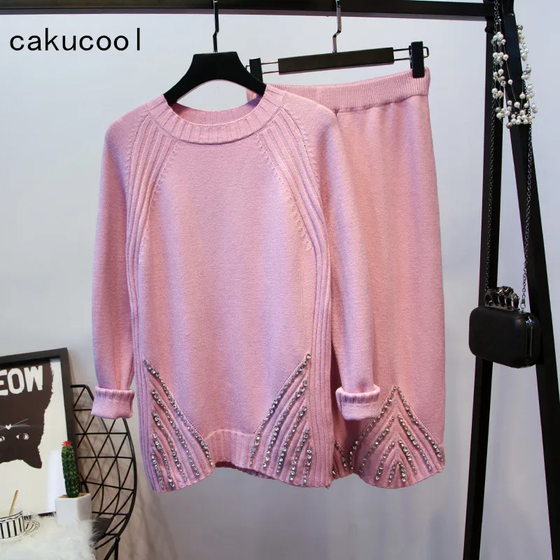 Женский трикотажный костюм Cakucool Осенний облегающий из 2 предметов с юбкой и