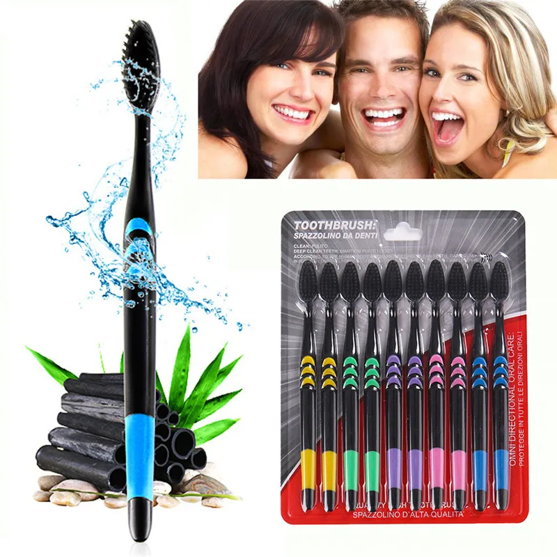 10 ⑤ упак. зубная щетка двойная ультра мягкая бамбуковый уголь нано Зубная уход за