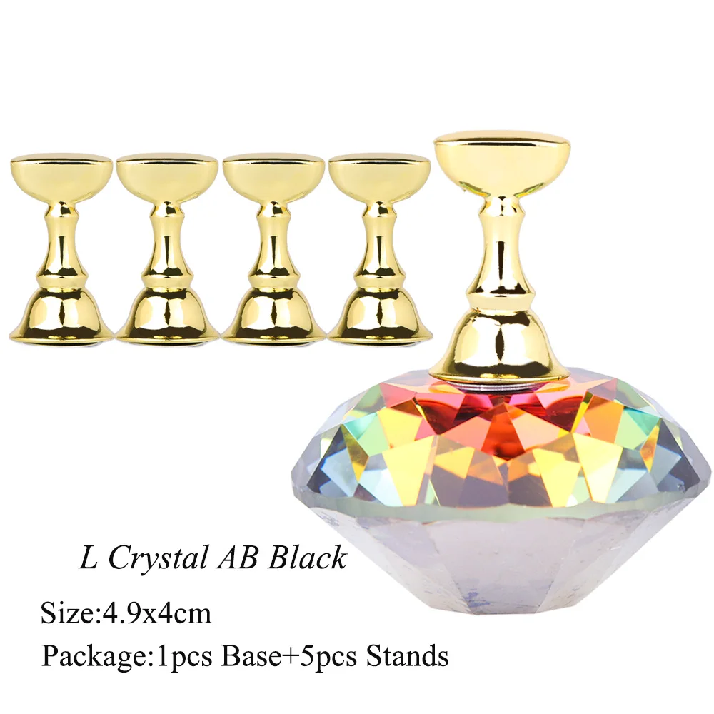 L Crystal AB Black 1 шт. магнитная выставочная полка акриловый кристалл дисплей стенд ложный дизайн ногтей советы практика обучение держатель маникюрный салон инструмент JI741 - Цвет: L Crystal AB Black