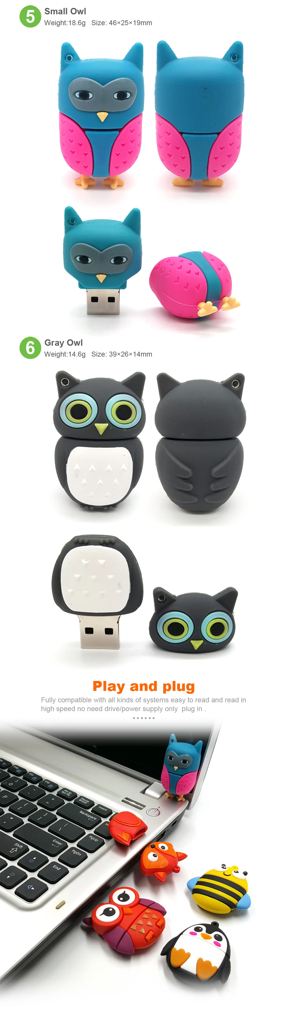 Милые с мультяшными животными USB флеш-накопители 128 ГБ 256 ГБ 16 ГБ 32 ГБ 64 ГБ usb-флешки флешки ручки памяти Memoria USB 2,0