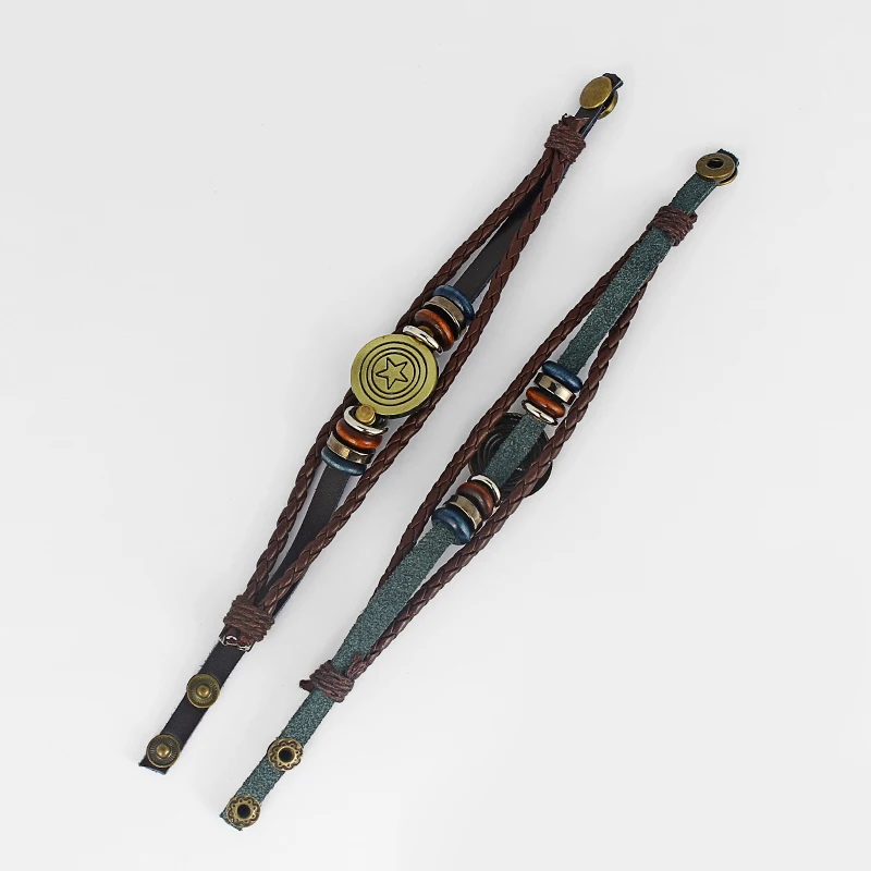 1 шт ручной работы Ретро Натуральная кожа Плетеный Шарм многослойный браслет