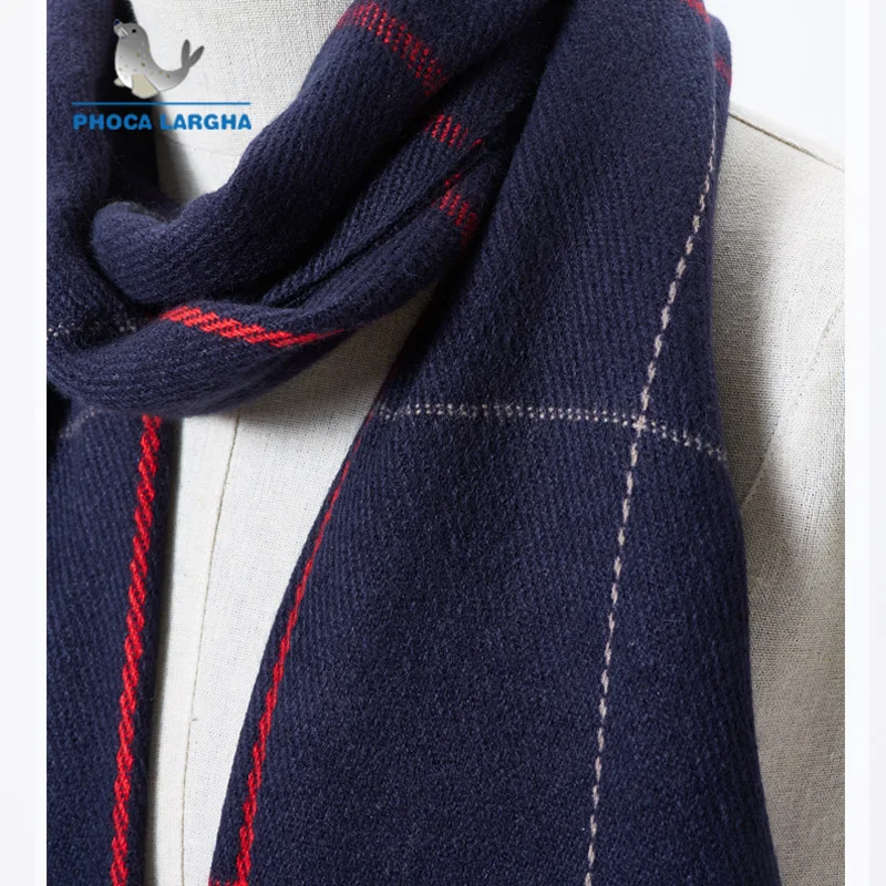 Новинка 2019 мужской зимний шарф роскошный кашемировый клетчатый толстые теплые