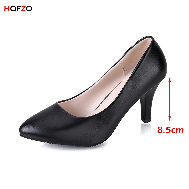 black HQFZO/8,5 см; офисные женские туфли на высоком каблуке; женские туфли-лодочки с острым носком; модельные туфли; базовые туфли-лодочки; Boat zapatos mujer; Новинка года; сезон весна - Цвет: black