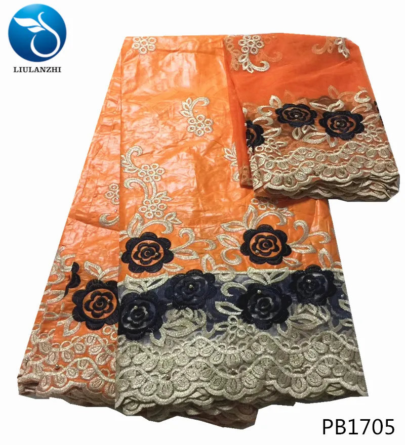 LIULANZHI bazin riche getzner ткань батик хлопок жаккард tissu brode с сеткой кружева и бисером 5 + 2