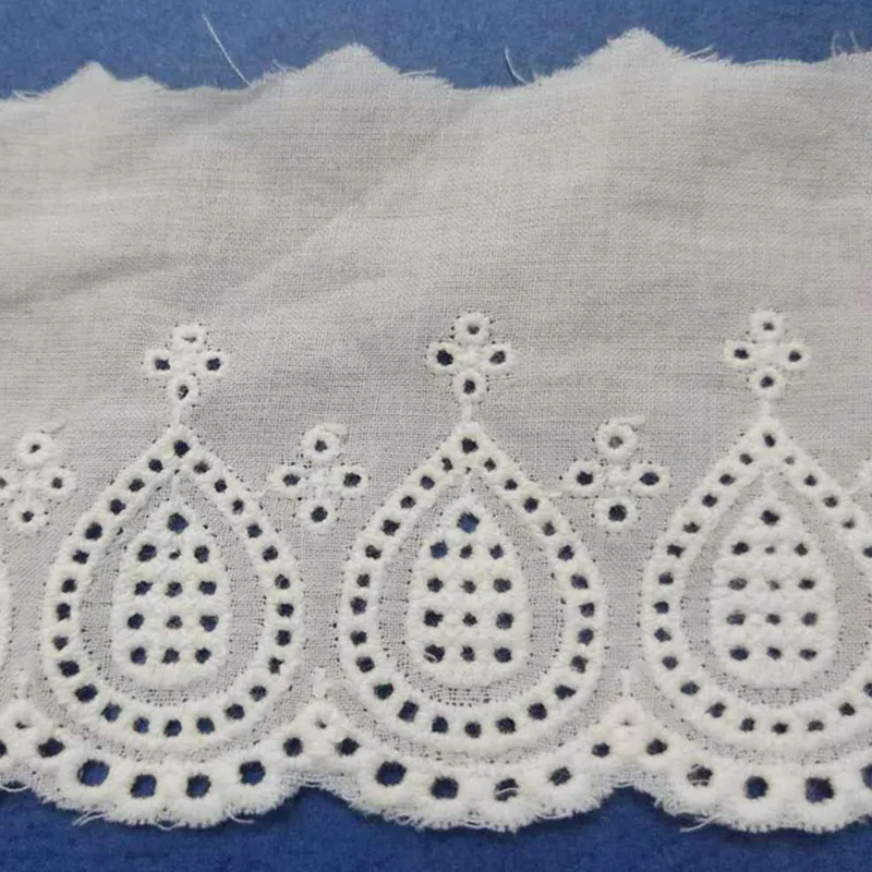 

1 yards Lace embroidered Cotton Fabric lace 6cm width Sewing Lace Fabric for clothing edge one side scalloped Cotton lace