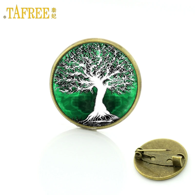 TAFREE, новинка, Винтажная брошь «Дерево жизни», ювелирное изделие,, стеклянный кабошон, купол, спасательное дерево, булавки, год, рождественский подарок, C205