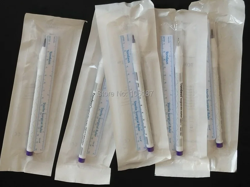 

10Pcs Wholesale 1.0mm Tattoo Permanent Makeup Marker Pen With 1Pc Sterile Ruler Set For Permanent Makeup Eyebrow Lips Supply